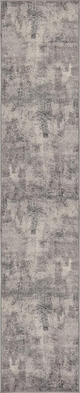 3' x 16' 5 Blakemore · Distressed medallion rug, gray and ivory