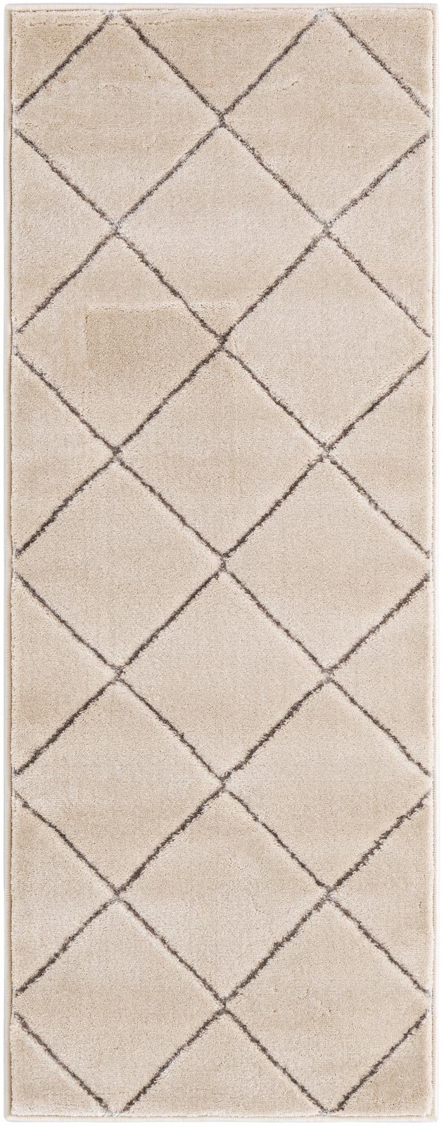2' x 5' Gilchrist · Diamond rug, white and silver