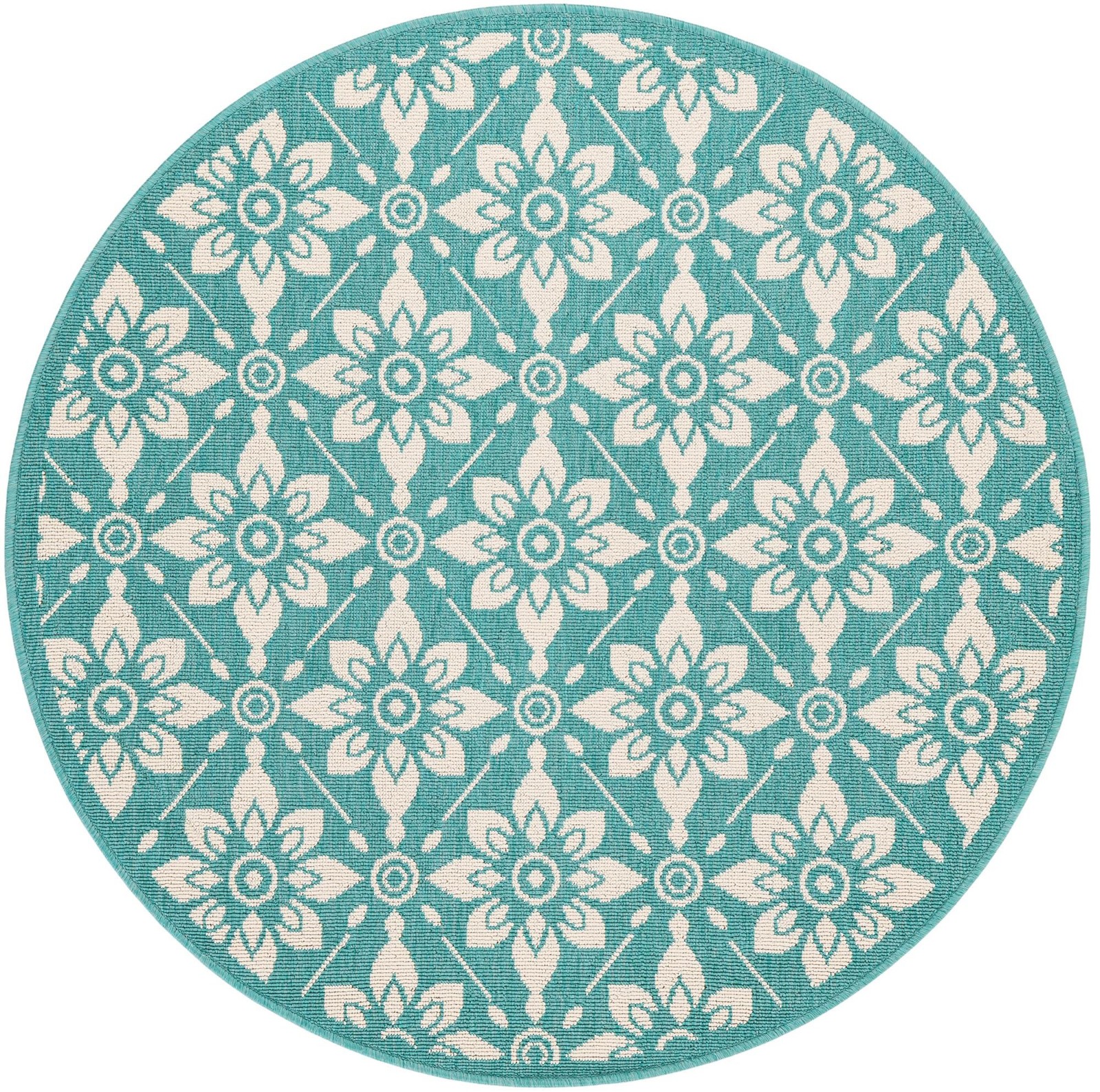 4' x 4' Selwyn · Floral / botanical Outdoor Rug, teal