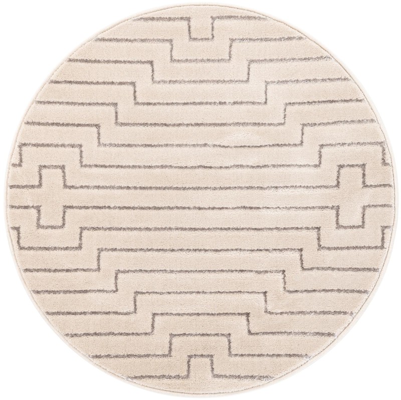 3' x 3' Cottonwood · Geometric maze rug, silver and cream