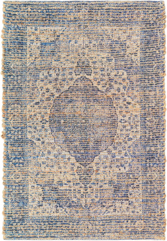 2' x 3' 1 Proctor · Faded medallion rug, blue and ivory