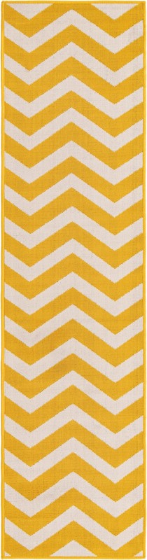 2' x 8' Seabrook · Chevron Outdoor Rug, yellow and ivory