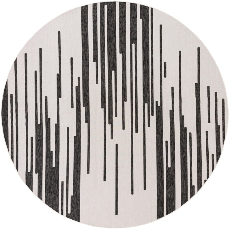 13' x 13' Copse · Abstract Outdoor Rug, black and white
