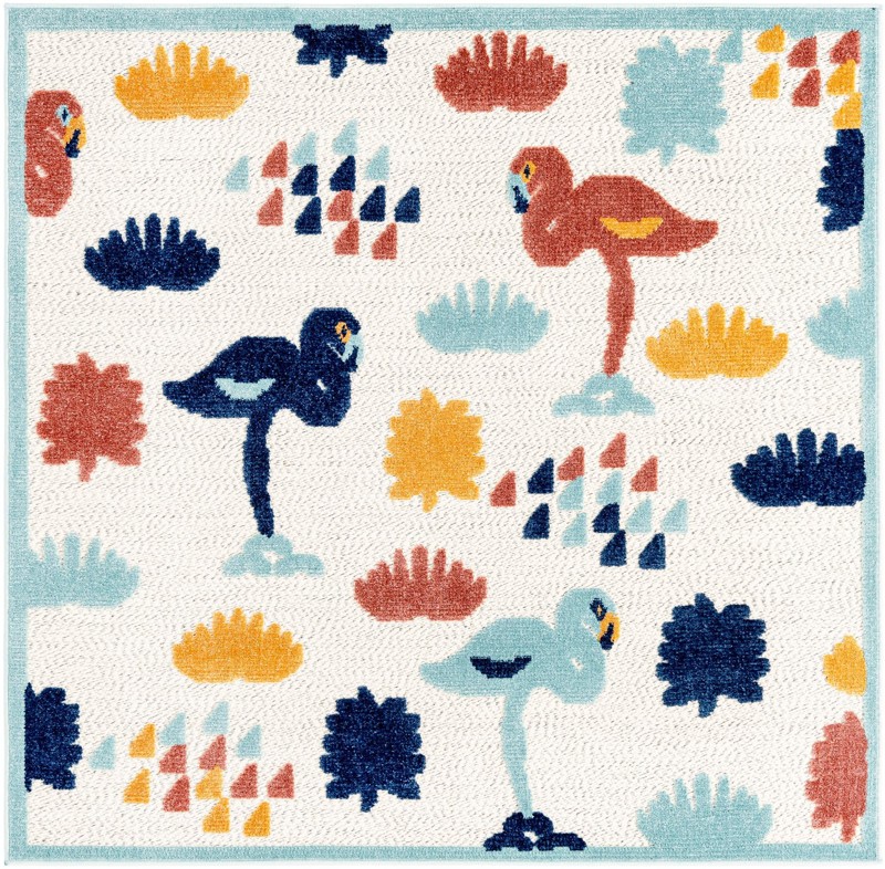 5' 3 x 5' 3 Blevins · Border Outdoor Rug, white