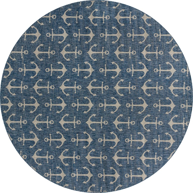 13' x 13' Millbrook · Anchor Outdoor Rug, blue and ivory