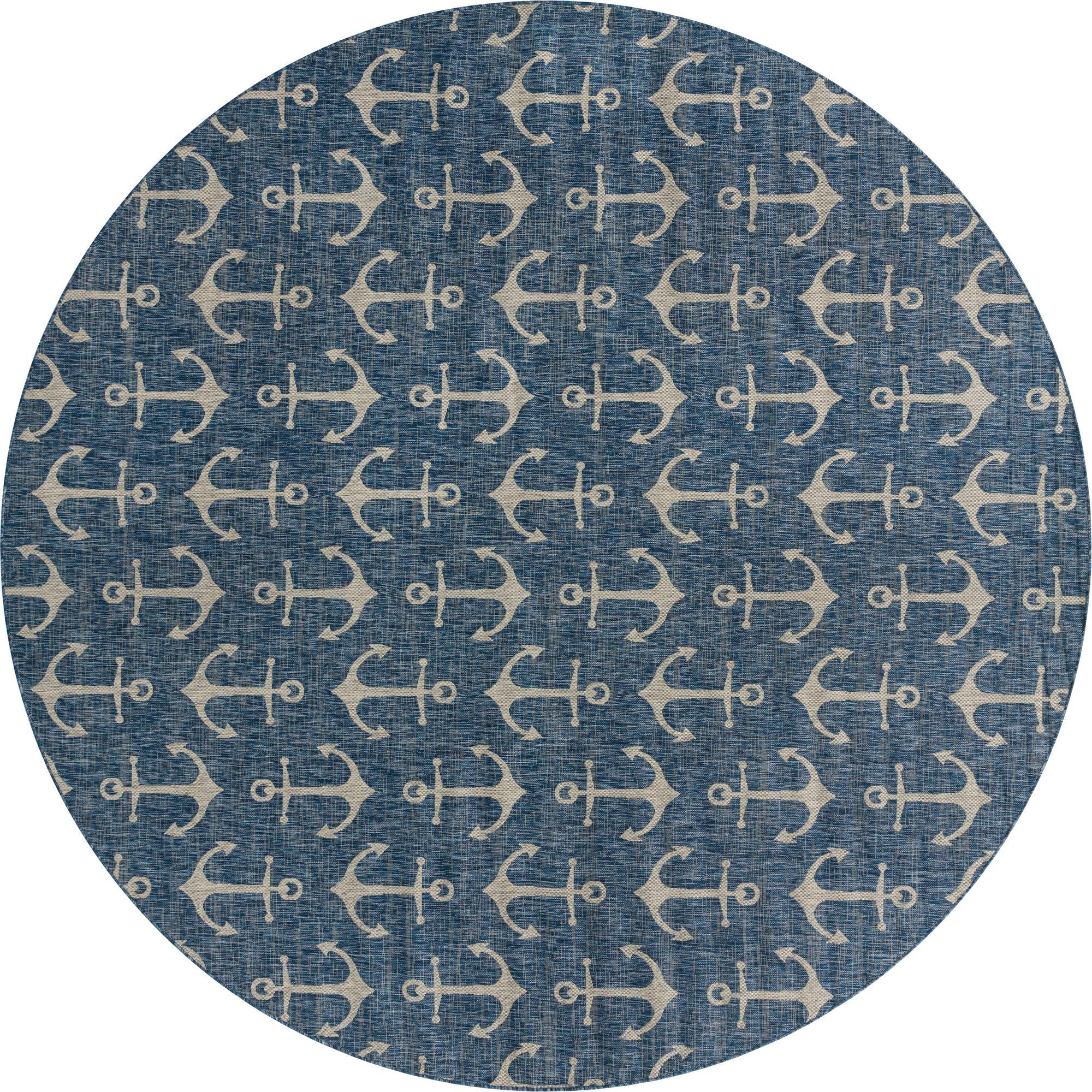 13' x 13' Millbrook · Anchor Outdoor Rug, blue and ivory