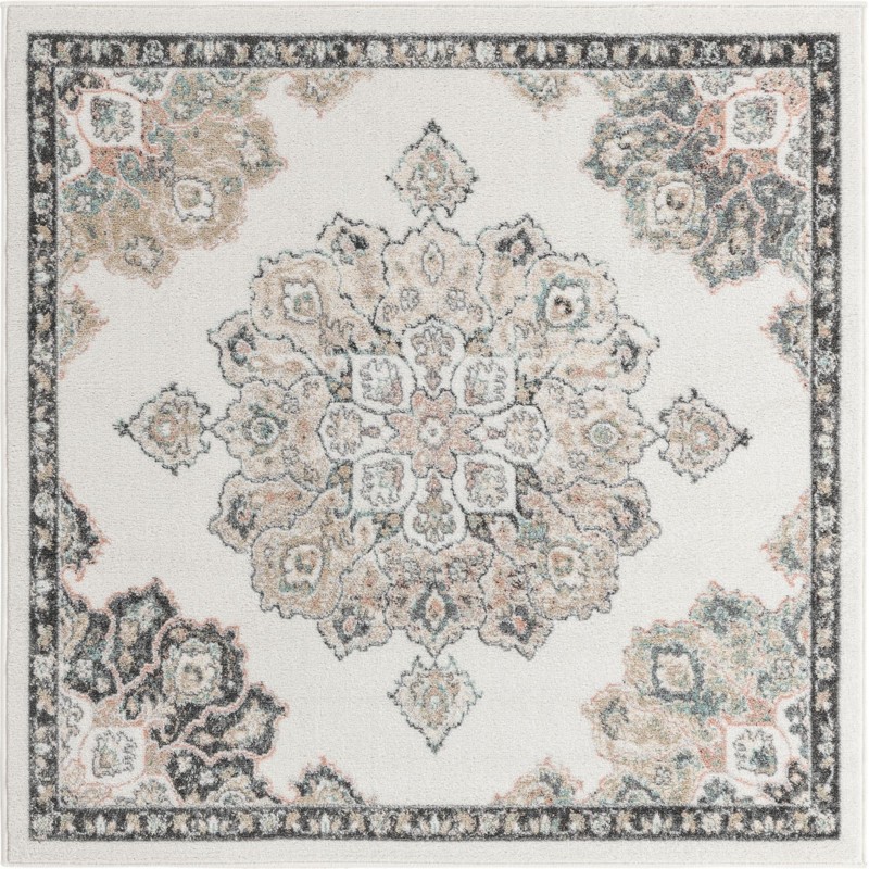 5' x 5' Nettle · Border rug, ivory