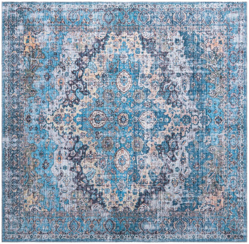 7' 10 x 7' 10 Cleo · Border Washable Rug, blue