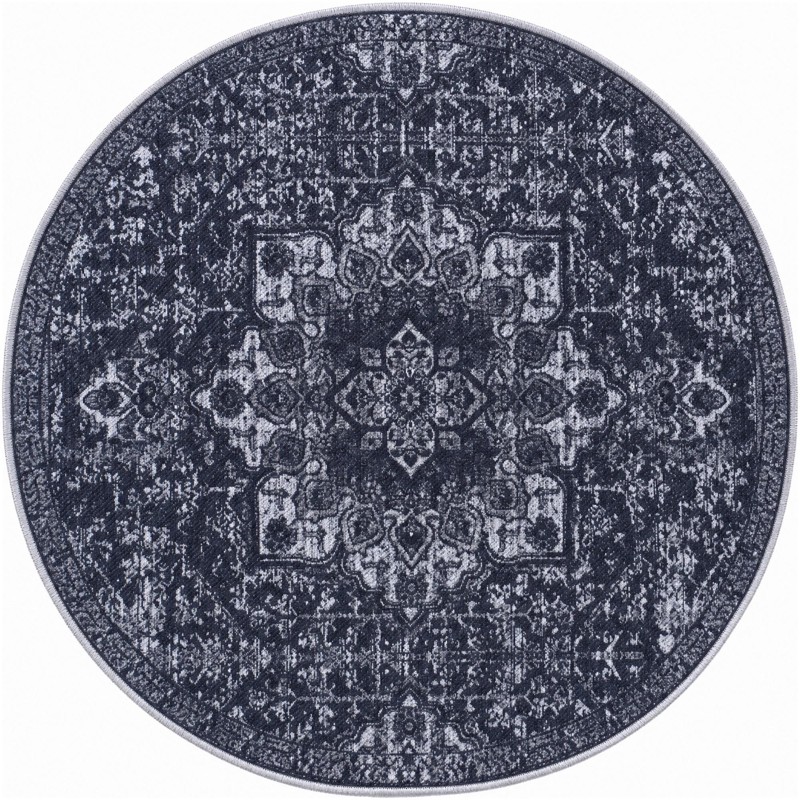 3' 3 x 3' 3 Rideout · Distressed medallion rug, charcoal and gray