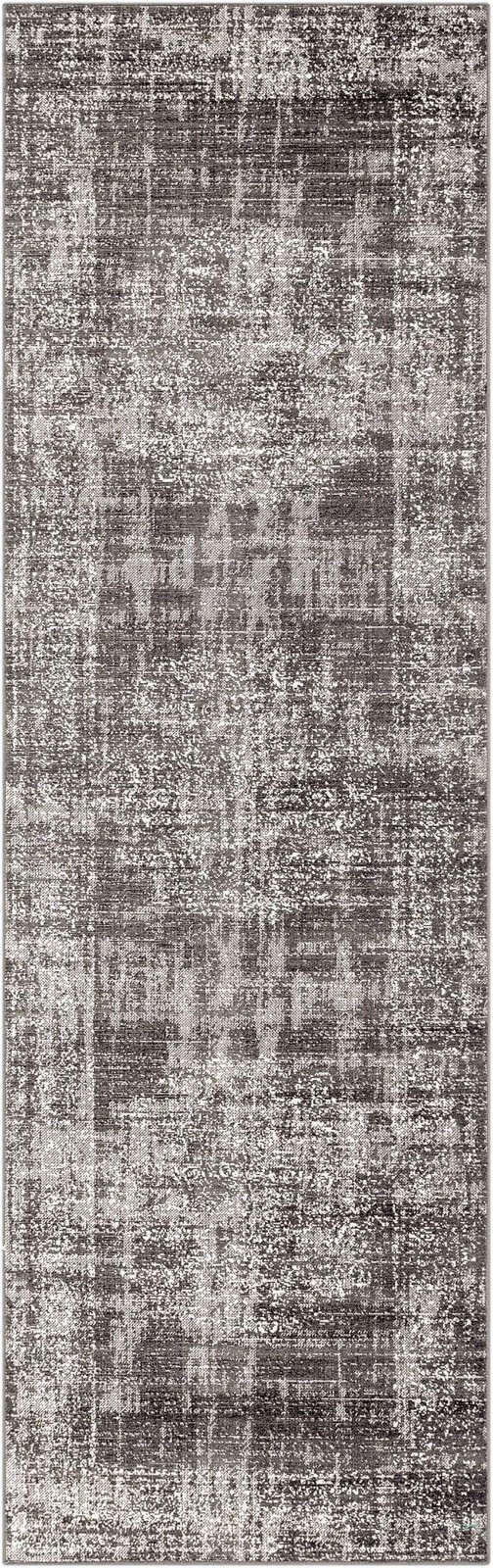 2' 7 x 10' Leighton · Distressed medallion rug, gray and ivory