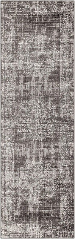 2' 7 x 10' Leighton · Distressed medallion rug, gray and ivory