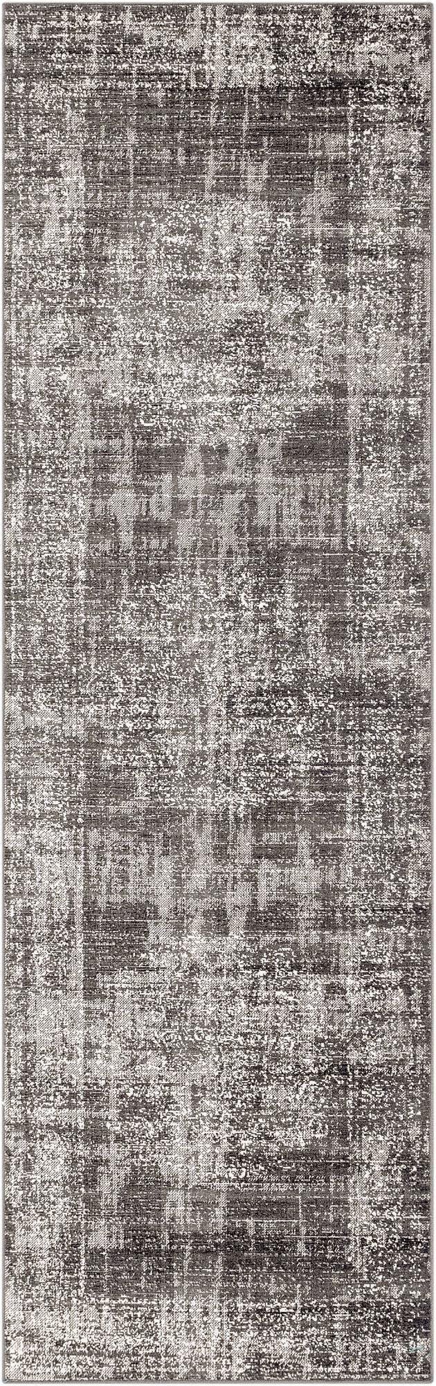 2' 7 x 10' Leighton · Distressed medallion rug, gray and ivory