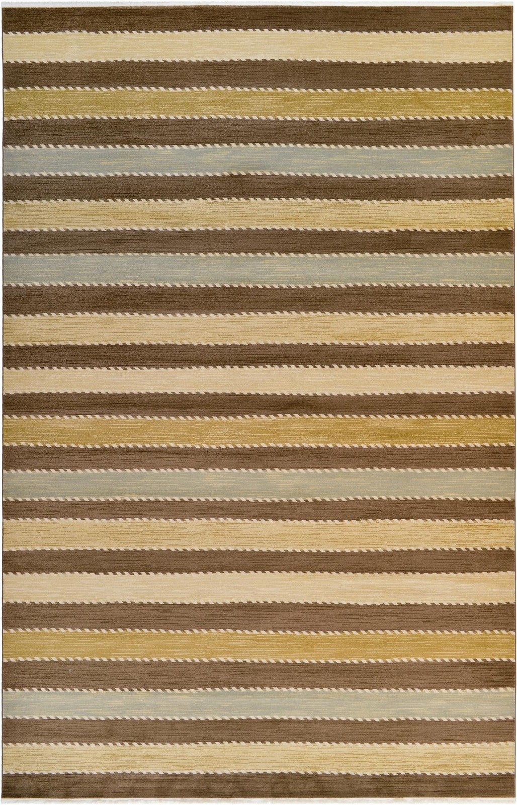 10' 6 x 16' 5 Rye · Striped rug, brown and beige