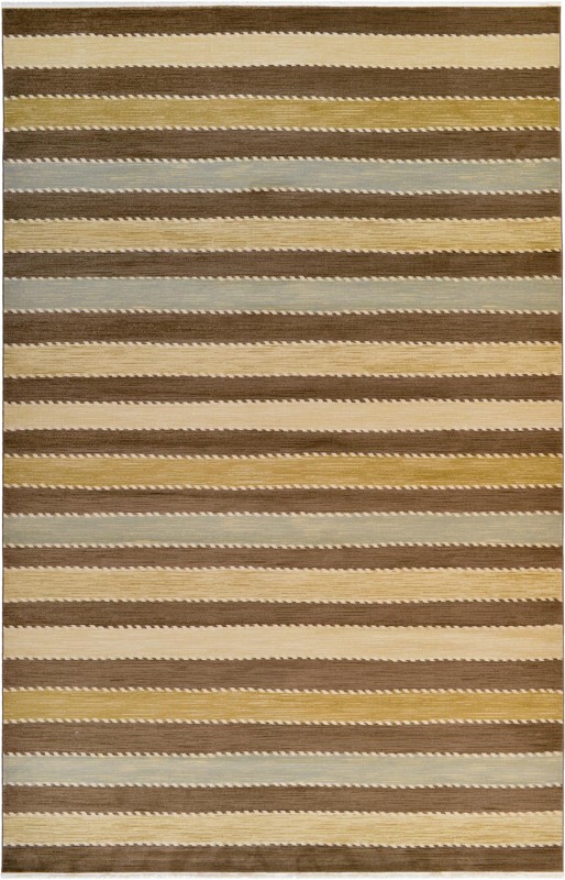 10' 6 x 16' 5 Rye · Striped rug, brown and beige