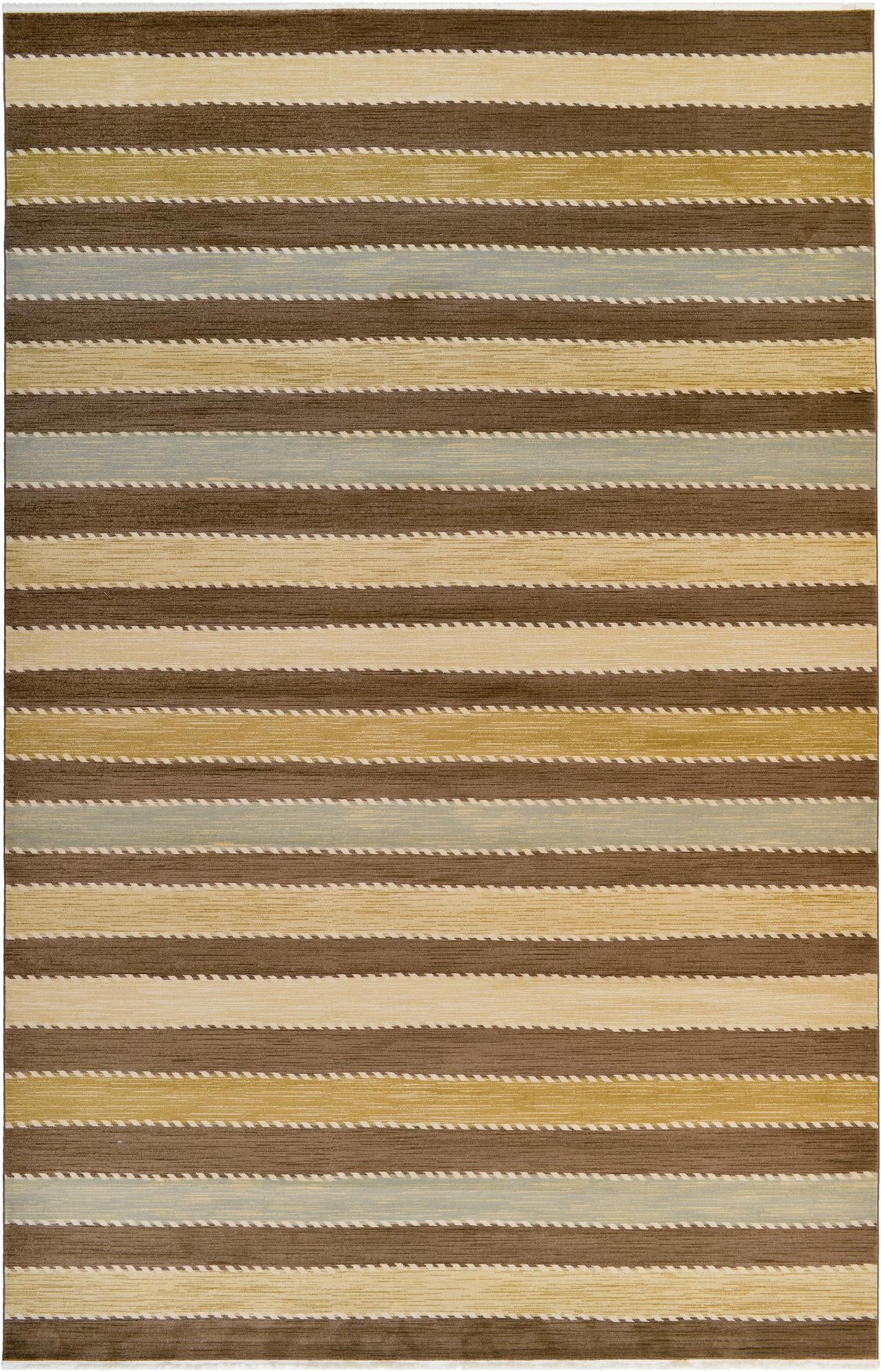 10' 6 x 16' 5 Rye · Striped rug, brown and beige