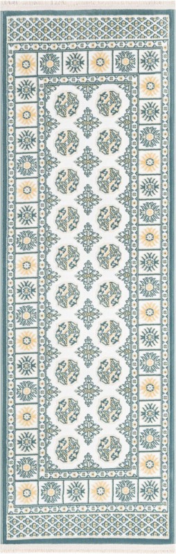2' x 6' Crestwood · Border rug, ivory and blue