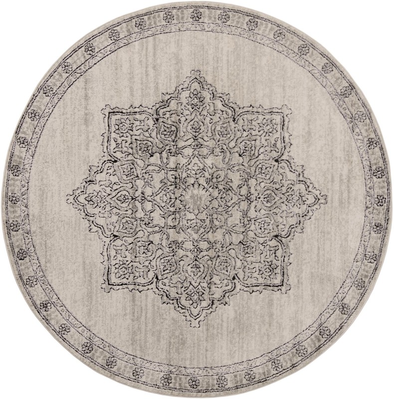 7' x 7' Wade · Medallion rug, ivory and gray