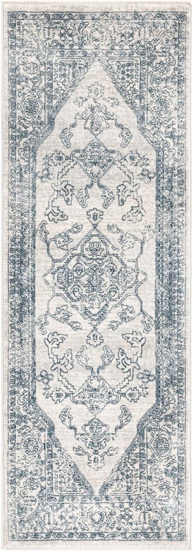 2' x 6' Opal · Border rug, gray