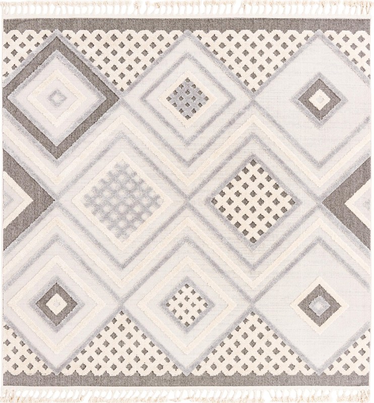 Crowley · Diamond geometric rug, beige and gray