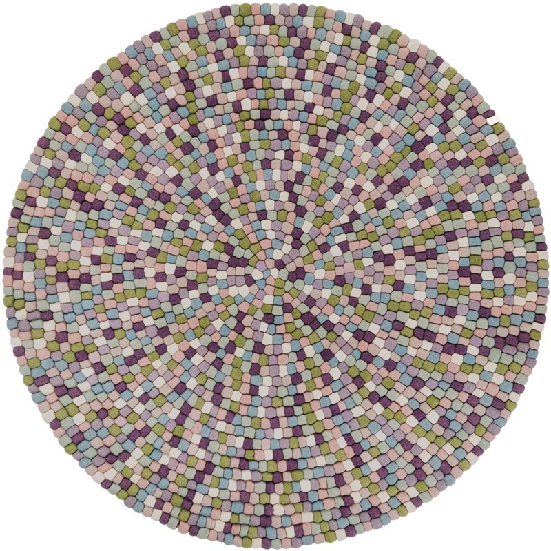 6' 1 x 6' 1 Hawthorne · Geometric Wool Rug, pink and purple