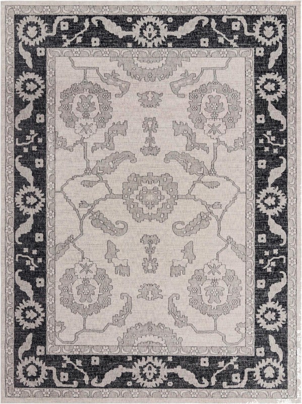 10' x 13' Lancey · Floral rug, ivory, gray and black