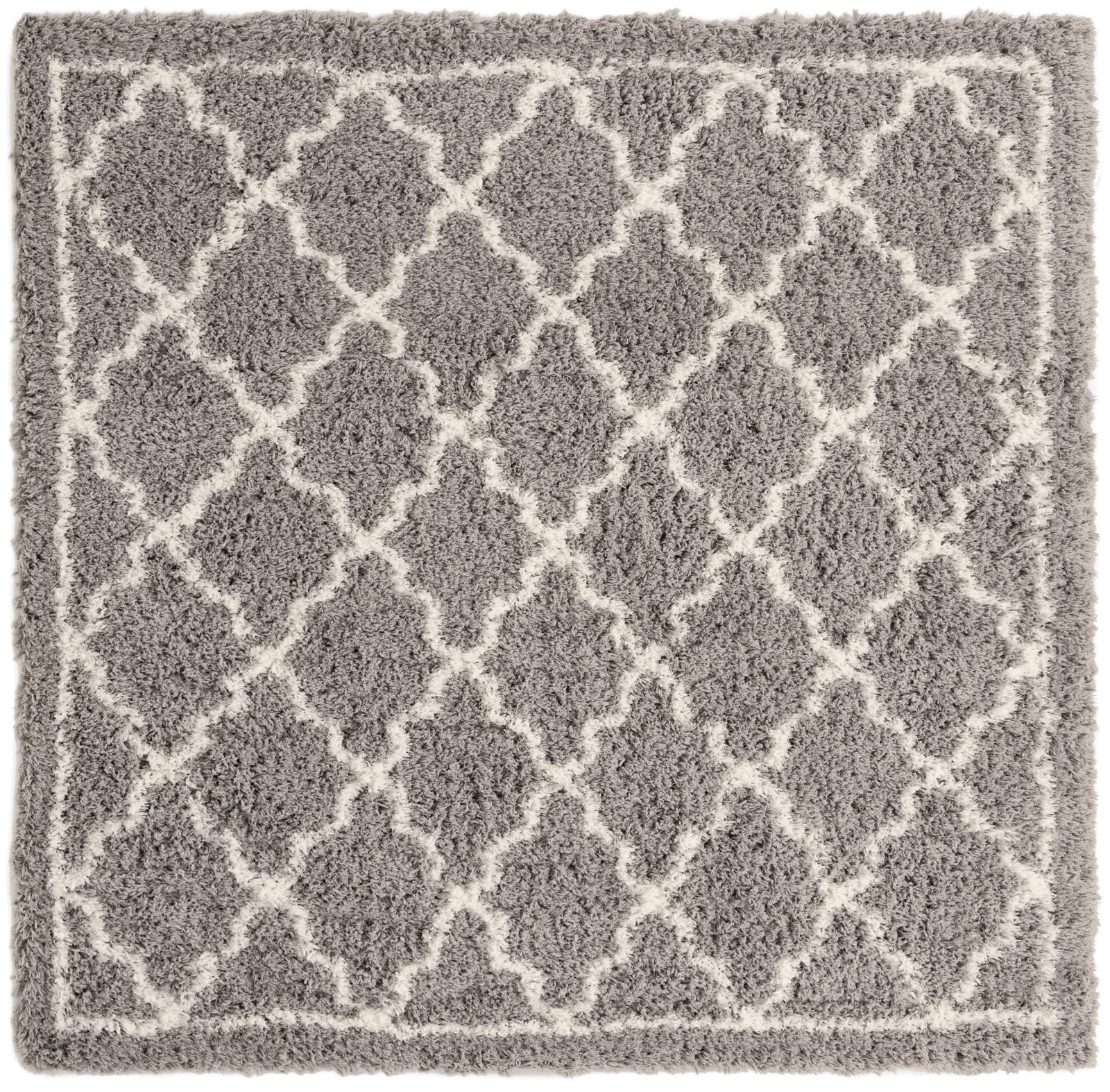 8' x 8' Kemble · Border Shag Rug, ash gray