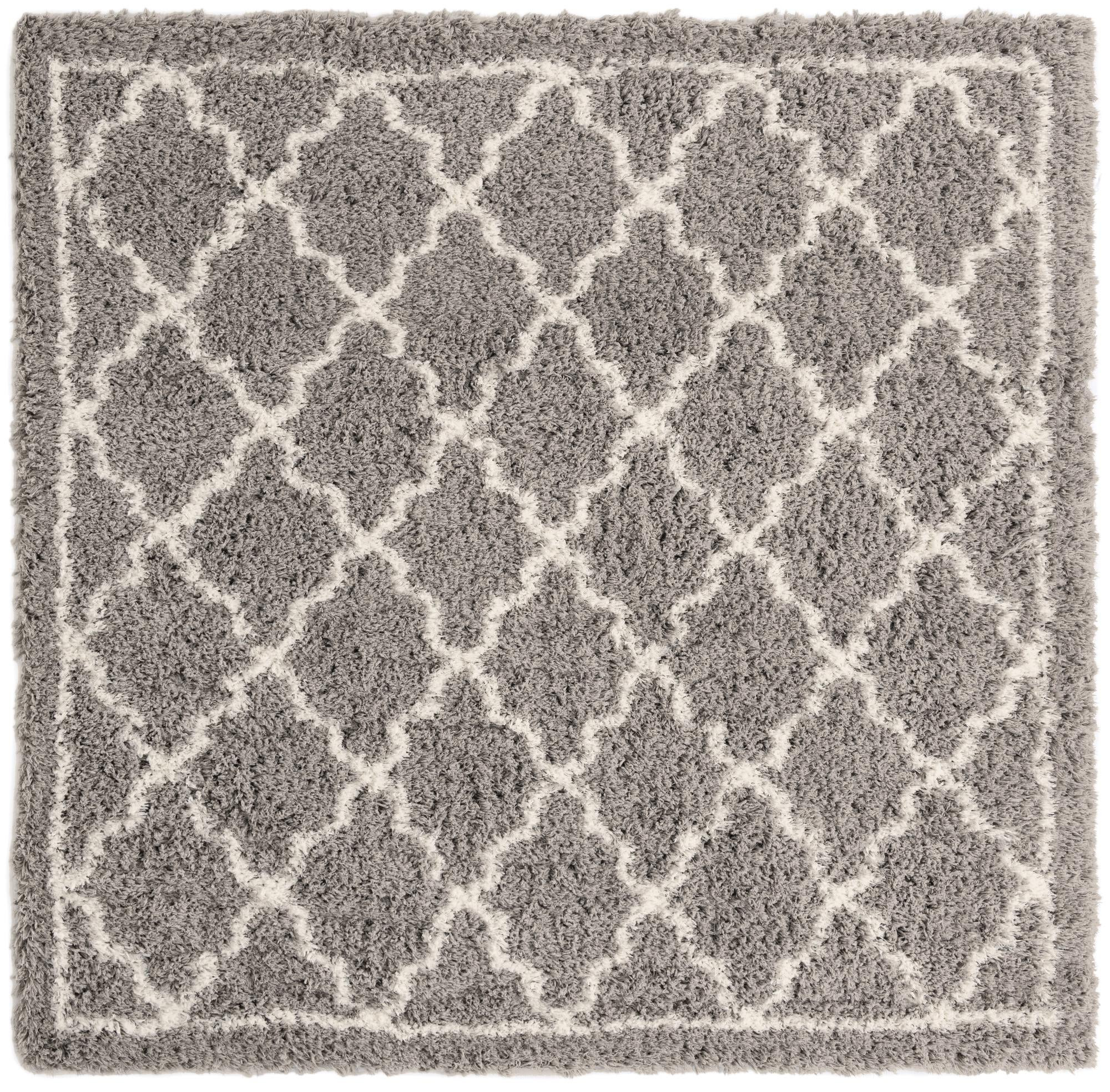 8' x 8' Kemble · Border Shag Rug, ash gray