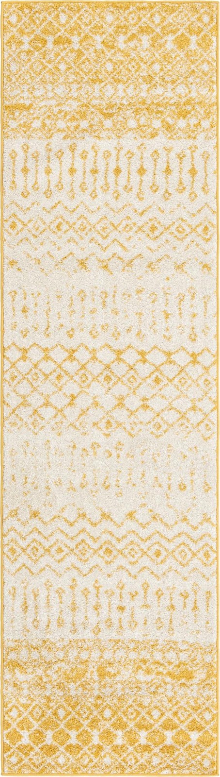 2' 7 x 10' Vernon · Geometric oval rug, yellow and ivory