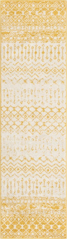 2' 7 x 10' Vernon · Geometric oval rug, yellow and ivory