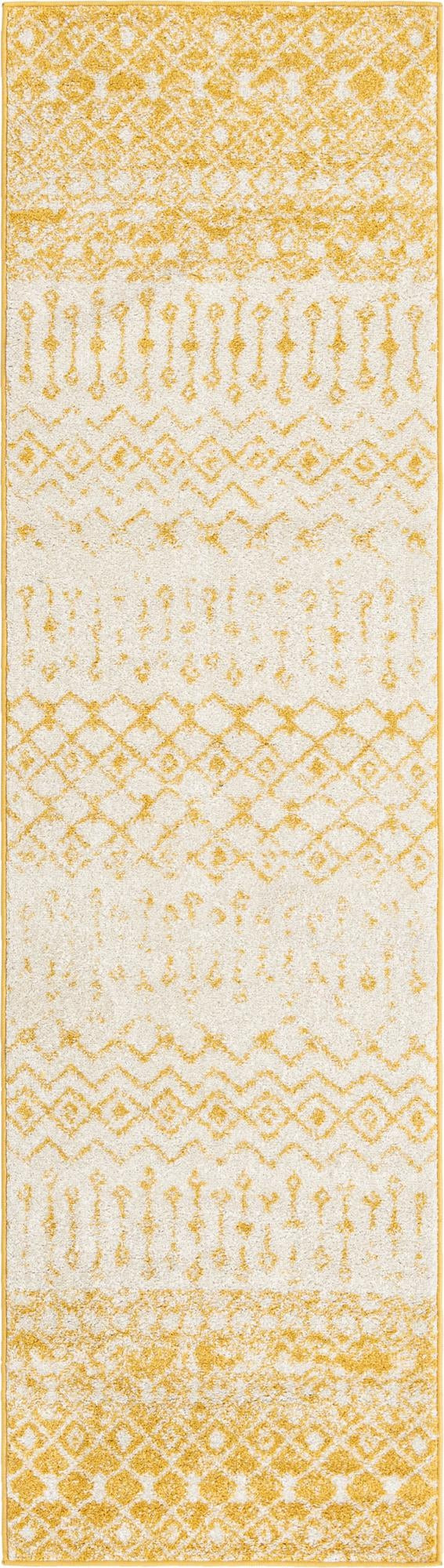 2' 7 x 10' Vernon · Geometric oval rug, yellow and ivory