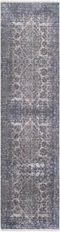 2' x 8' Tooley · Border rug, gray and blue