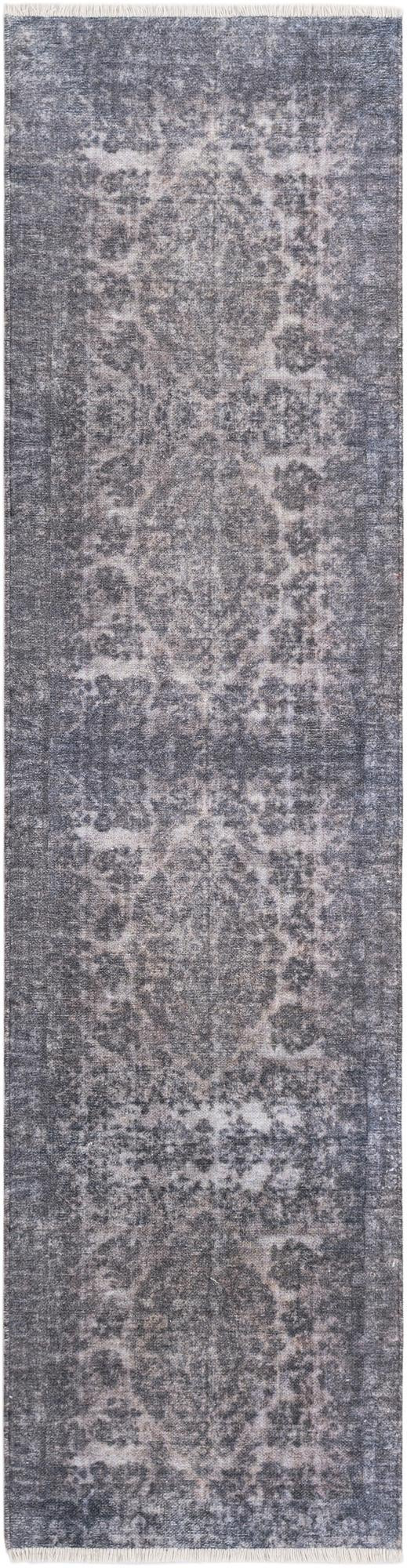 2' x 8' Tooley · Border rug, gray and blue