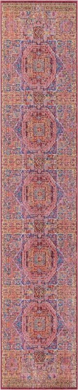 Lindley · Medallion rug, peach and blue