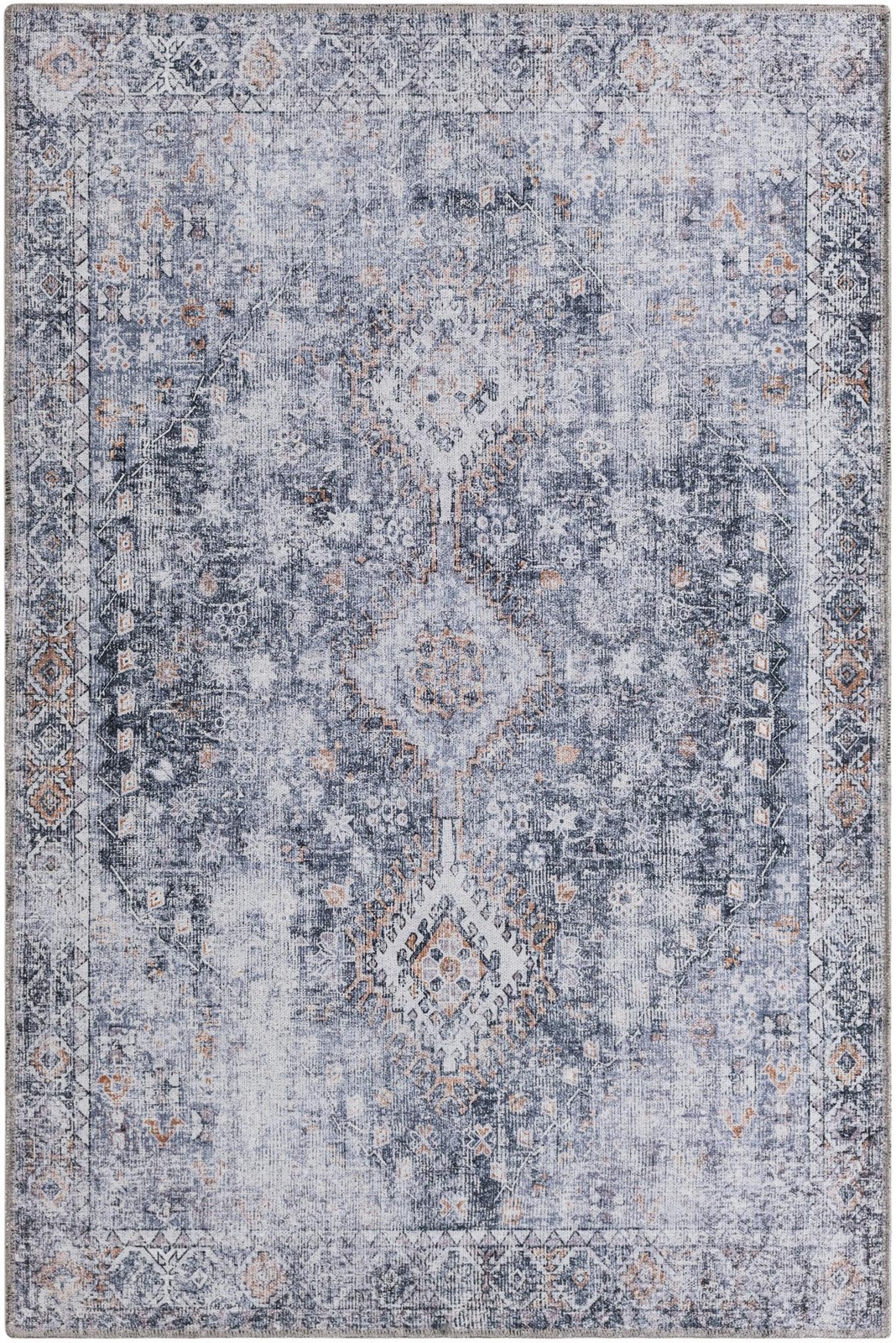 4' x 6' Hodges · Distressed medallion rug, gray and black