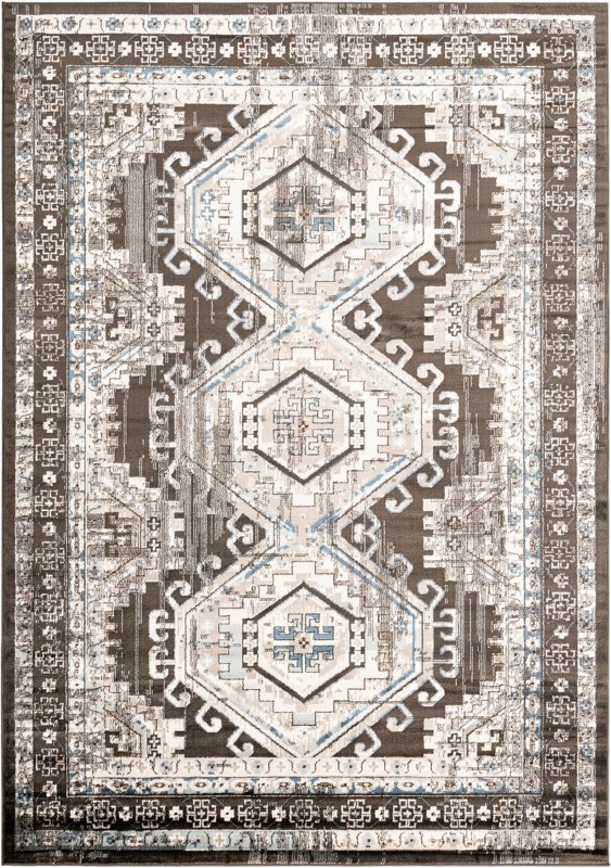 7' x 10' Harmon · Border rug, gray
