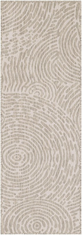 2' x 6' Grafton · Swirling lines Outdoor Rug, gray and ivory