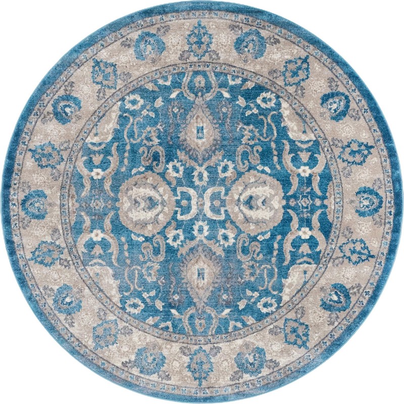 6' x 6' Brownell · Persian rug, light blue and ivory