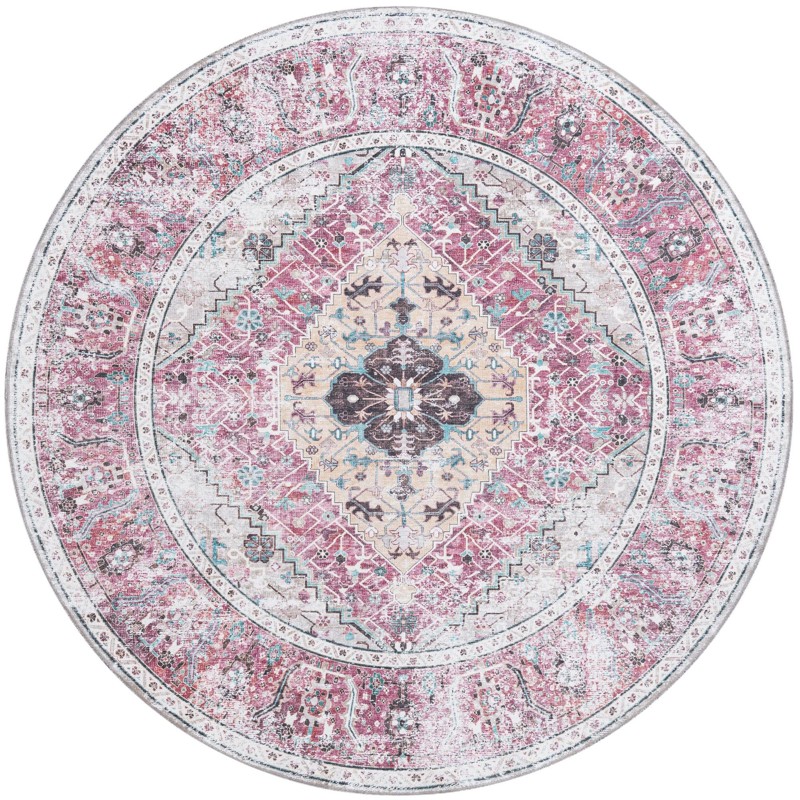 7' 10 x 7' 10 Trillium · Medallion Washable Rug, coral and ivory