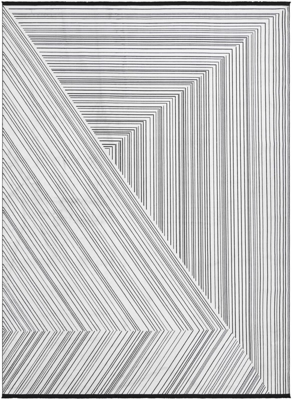 9' x 12' Shrewsbury · Geometric line rug, black and white
