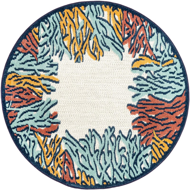 5' 3 x 5' 3 Ely · Border Outdoor Rug, multi