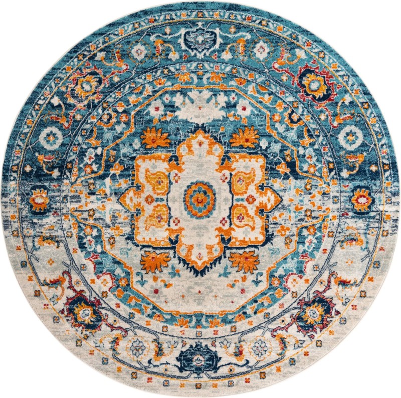 7' 10 x 7' 10 Pierce · Border rug, teal
