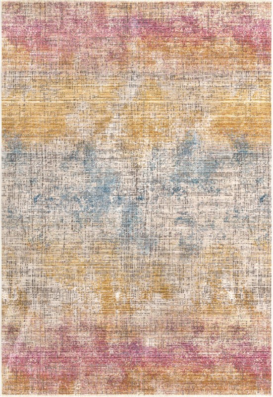 6' x 8' 9 Huckleberry · Abstract striped rug, multicolor and ivory