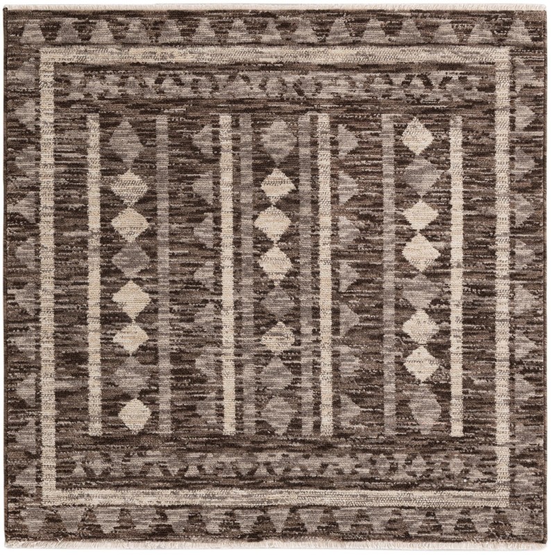 5' x 5' Kearny · Border rug, gray