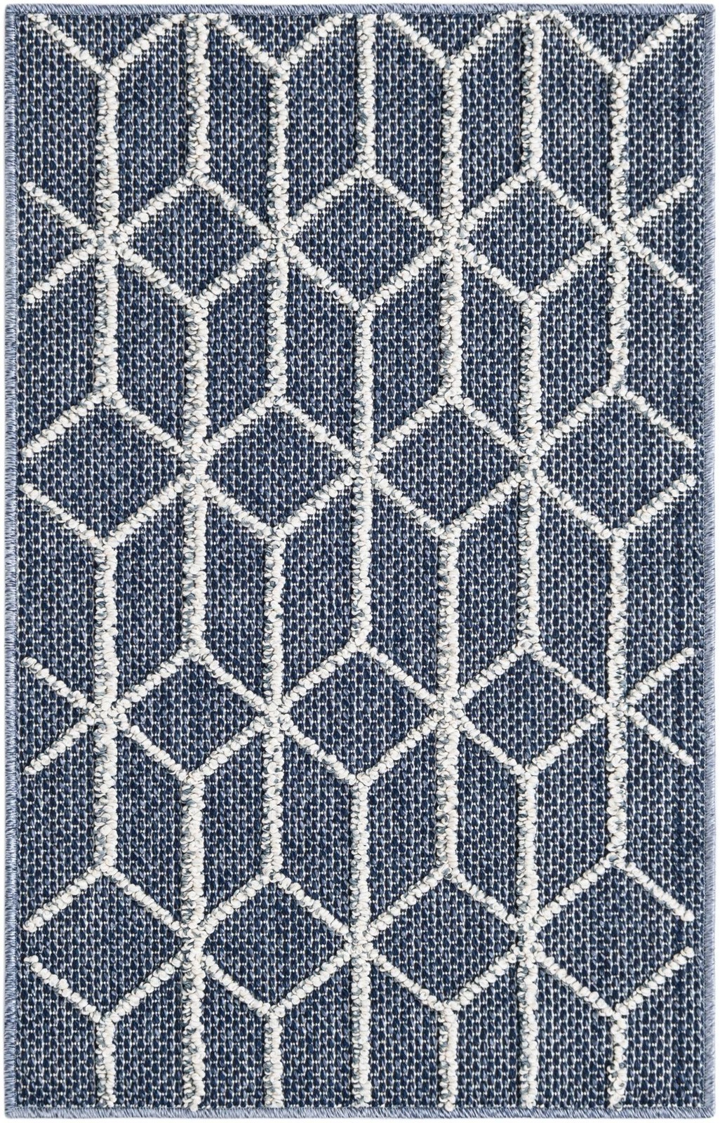 2' x 3' 1 Jasper · Geometric Outdoor Rug, navy and white