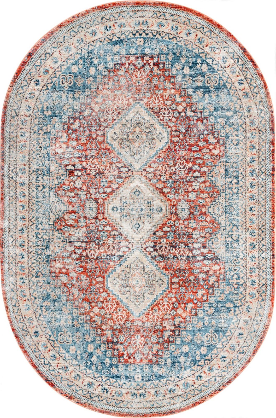 5' 3 x 8' Greenbriar · Border rug, red
