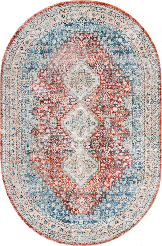 5' 3 x 8' Greenbriar · Border rug, red