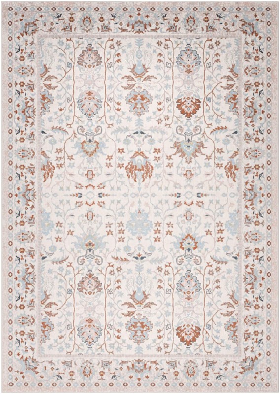 10' x 14' Sandys · Botanical Washable Rug, ivory, blue and rust