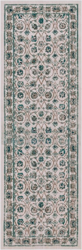 2' x 6' Carson · Botanical rug, ivory and blue