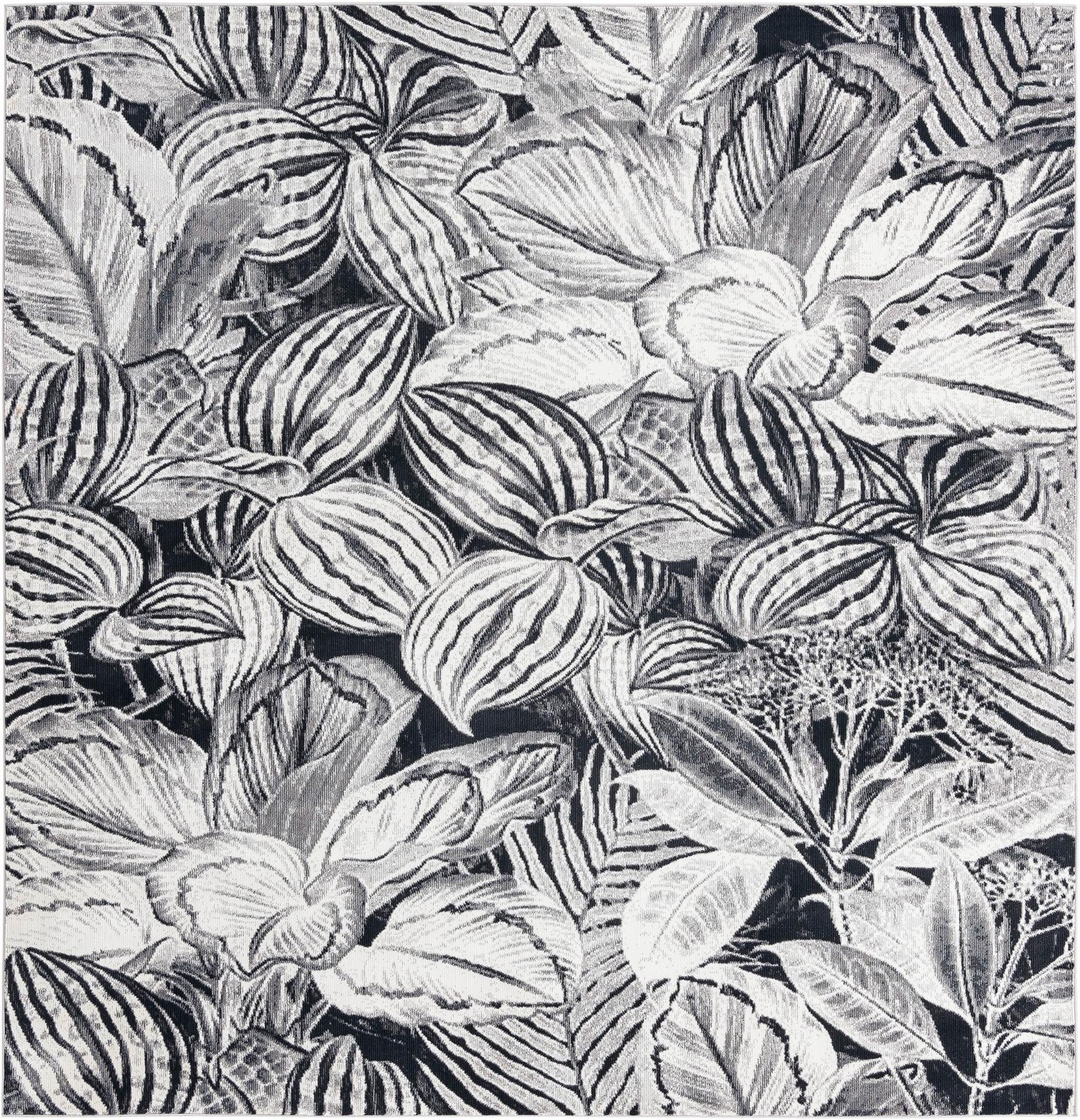 7' 10 x 7' 10 Herrick · Floral / botanical rug, charcoal
