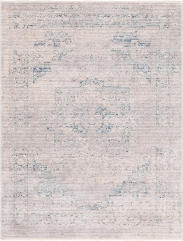 4' x 5' 7 Benson · Medallion rug, gray and navy